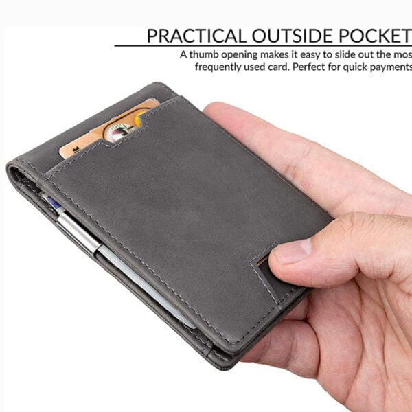 grey rfid money clip wallet